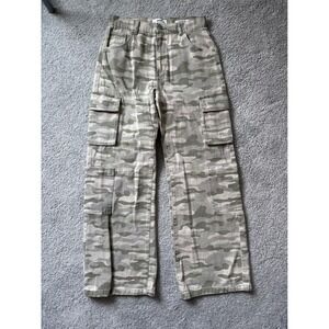 Cotton On Womens Cargo Wide Leg Jean Camo Print High Rise Pants Size 6 US 30x31
